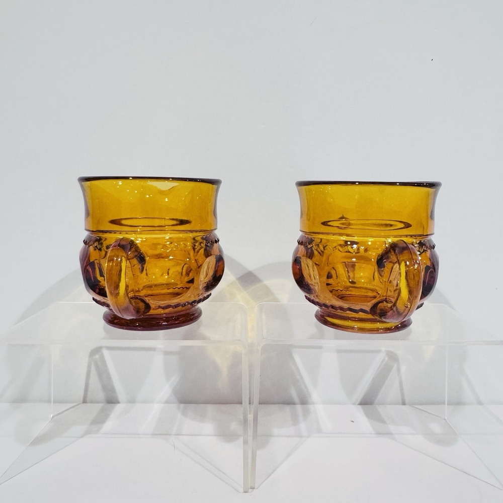 Vintage Indiana Glass Kings Crown Amber Creamer & Sugar Set No Damage - Picture 2 of 9